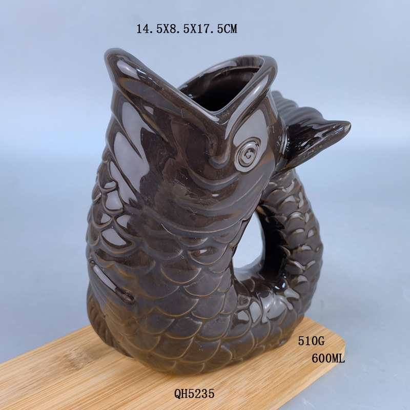 Taza de cola de pescado sirena cola de pescado Taza de cerámica pintada a mano hermosa falda de cola de pez taza de mango en relieve regalo de empresa creativa Peces Olla