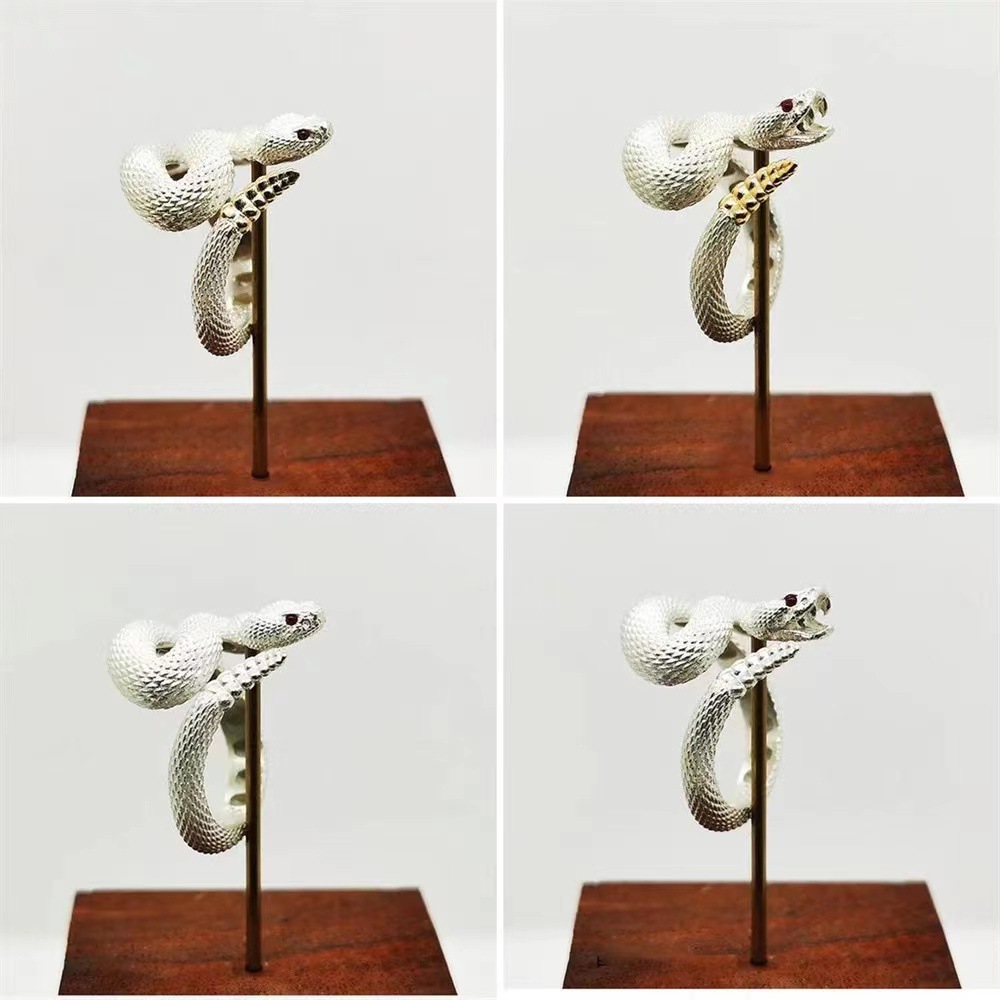 1 Piece Retro Snake Alloy Plating Inlay Rhinestones Unisex Open Ring