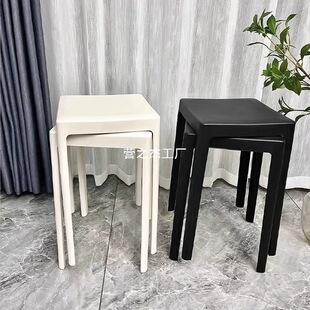 Plastic Stool for Home Use, Thickened and Stackable, Suitable for Dining Room, Spare Stool, Dining Table High Stool, Simple Square Stool, Plastic Chair