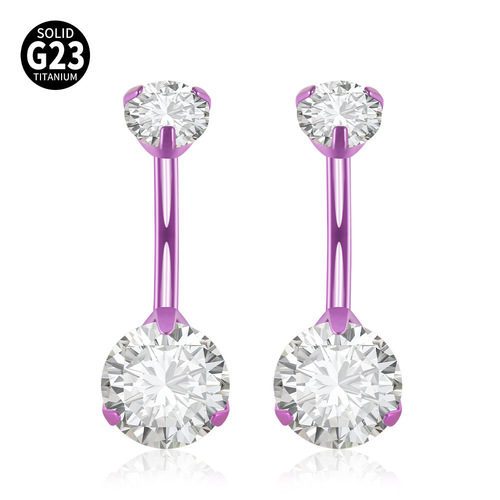 G23 titanium 14g scratched zircon navel ring internal thread navel buckle body piercing navel jewelry