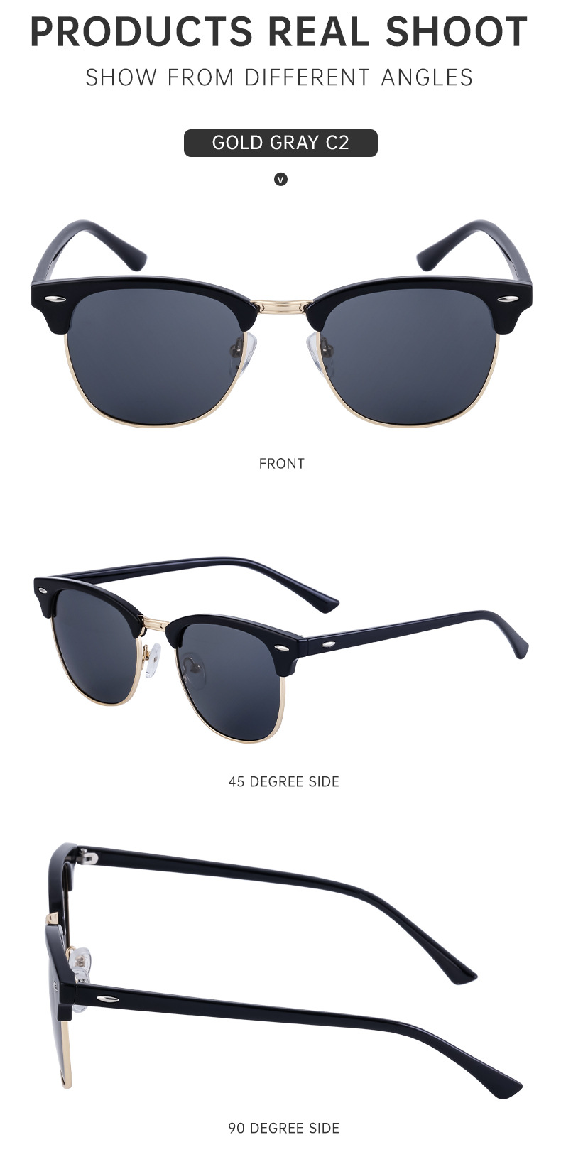 Polarized Sunglasses For Men And Women Retro Style Half Frame_voghion.com