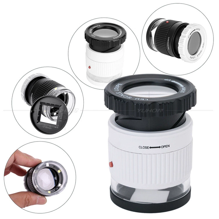 6 светодиодных фонарей УФ цилиндрическая банкнота проверка оптического стекла 30 раз фокусировка чтение измерение увеличительное стекло антикварная оценка