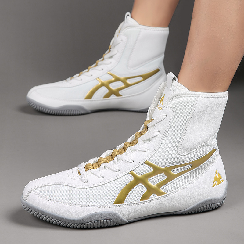 Professional Wrestling Shoes for Men and Women, High-Top Boxing Shoes, Fighting Training Shoes, Boots, Muay Thai Fighting Fitness Mesh Sanda Shoes