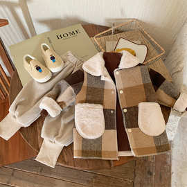 蒙田高品童装男女童冬款呢子兔毛大衣韩国童装 潮范中小童时装