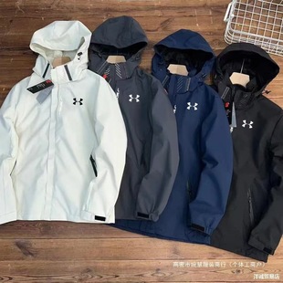 Outdoor Men's and Women's Same Style Jacket Couple's Three-in-One Waterproof Windproof Detachable Hat Casual Sports Mountaineering Jacket