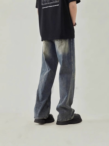 Vintage American High Street Cleanfit Men's Wide Leg Loose Straight Leg Tapered Pants Spring and Autumn New Arrival
