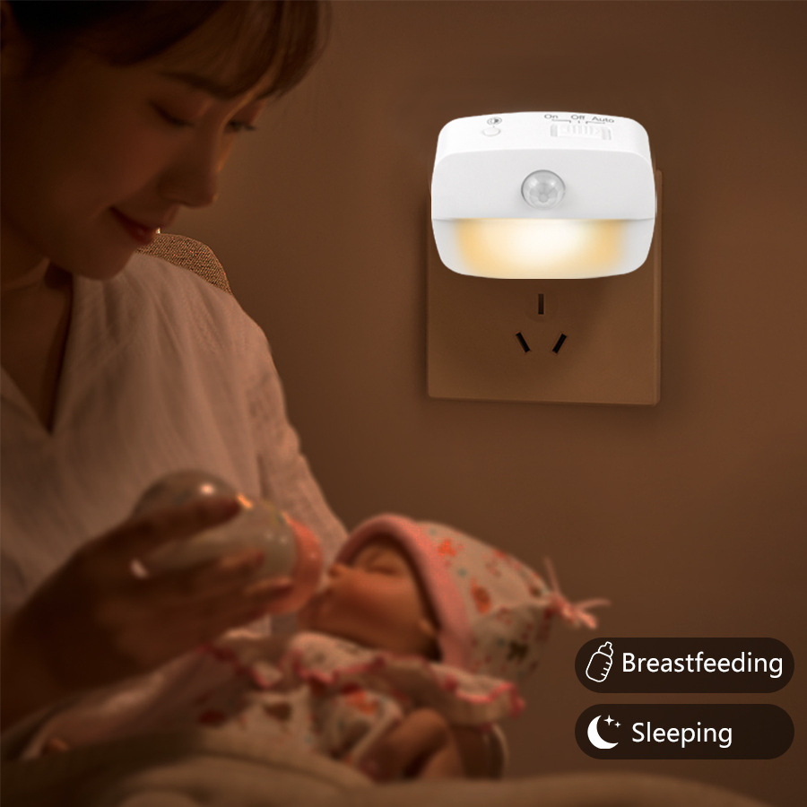 Luz nocturna enchufable de sensor de cuerpo humano inteligente Luz de pasillo de habitación de sensor de infrarrojos LED Luz nocturna PIR de EE. UU.