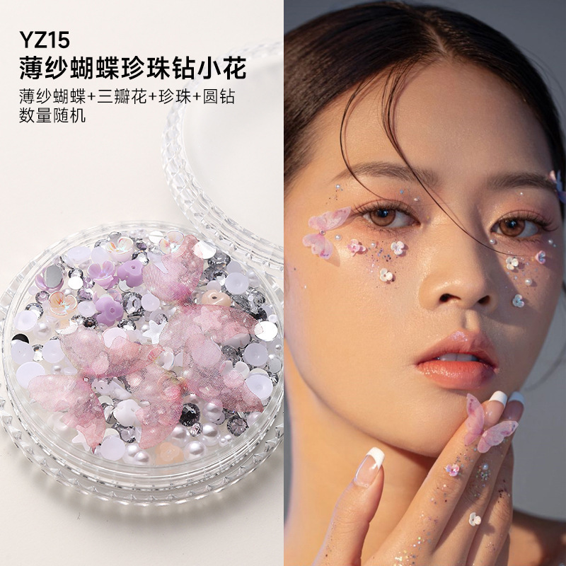 Face Decal Accessories New Year Eye Makeup Bright Diamond Tears Drill Pearl Children Stage Makeup Special Metal Butterfly Decoration