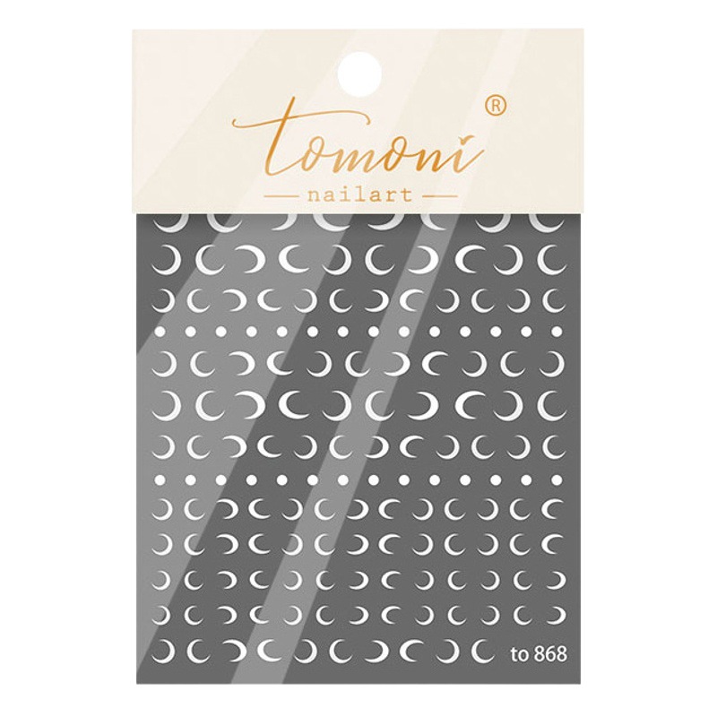 Pegatinas de uñas japonesas pegatinas de uñas avanzadas en blanco y negro Crescent Star Moon Francés impermeable pequeño punto patrón pegatinas de uñas