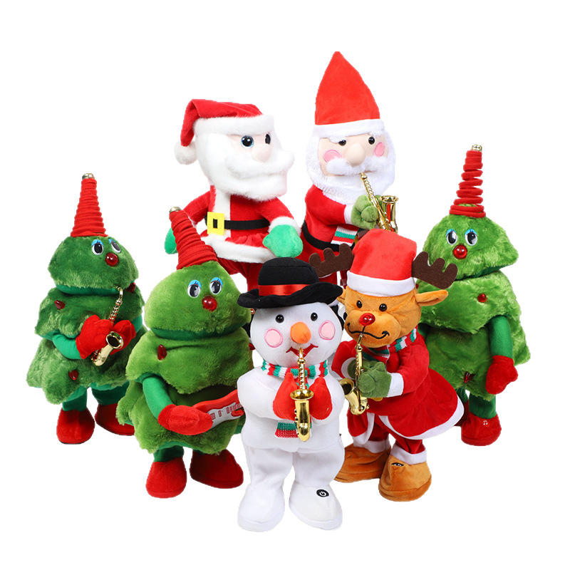 Juguetes eléctricos de peluche árbol de Navidad cantará y bailará regalos de Navidad juguetes eléctricos transfronterizos