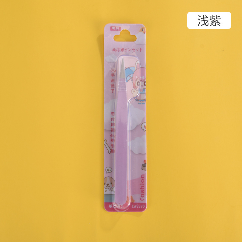 Pinzas para pestañas de acero inoxidable, punta curva, rosa