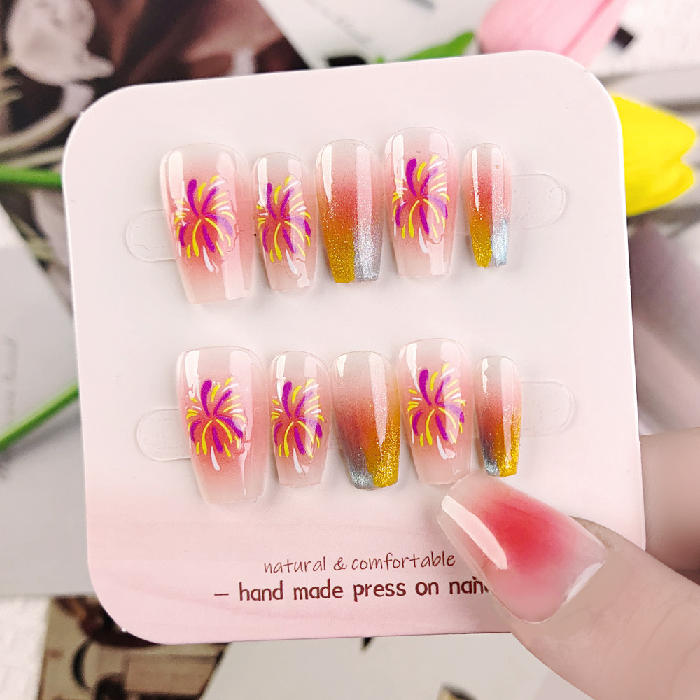 Fototerapia estereoscópica 24 piezas de uñas manuales de dos colores ojo de gato gradiente fuegos artificiales de uñas cristal ojo de gato parche de uñas