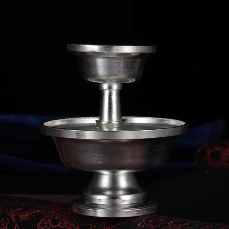 999银光面护法杯尼泊尔手工打造足银供杯150g藏式民族风