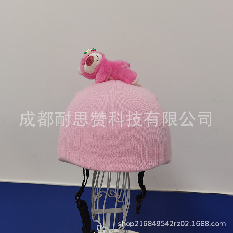 Cubierta de casco de esquí de dibujos animados lindo personalidad cálida placa única cubierta de casco de doble placa bicicleta muñeca cubierta decorativa a prueba de viento