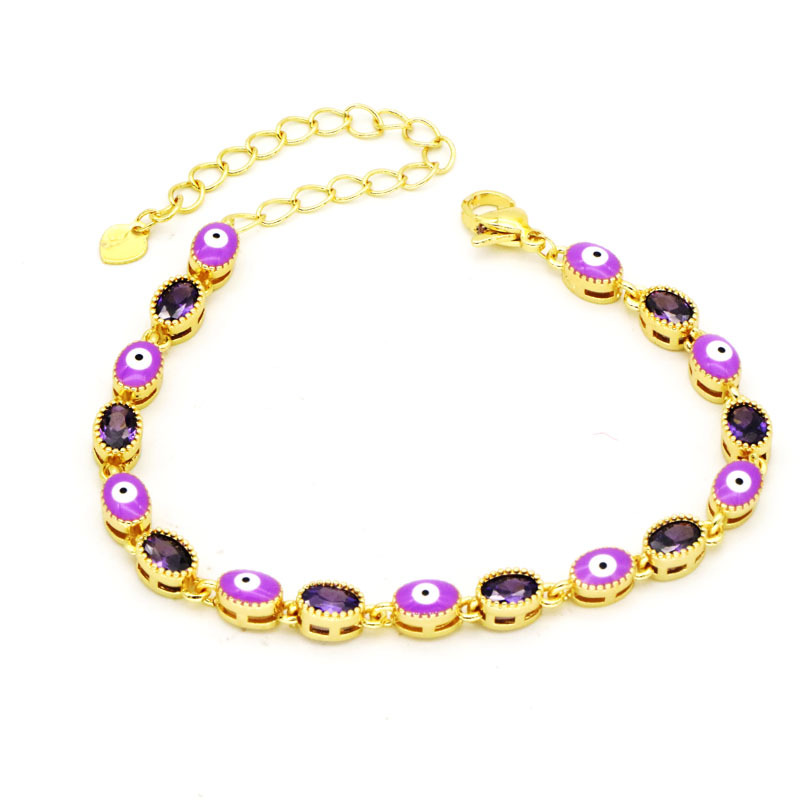 Fashion Devilu0027S Eye Copper Inlay Zircon Bracelets 1 Piece