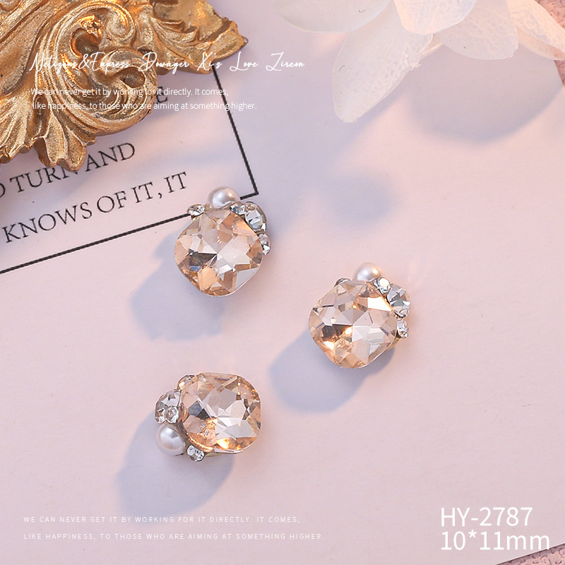 Celebridad en línea Maillard joyería de uñas de cristal pila diamante producto terminado flash torcido corazón grasa cuadrado hecho a mano perla joyería de uñas