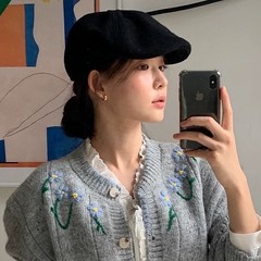 韓国ins博主同前進帽日本毛レトロベレー帽子供秋冬英倫画家帽子男