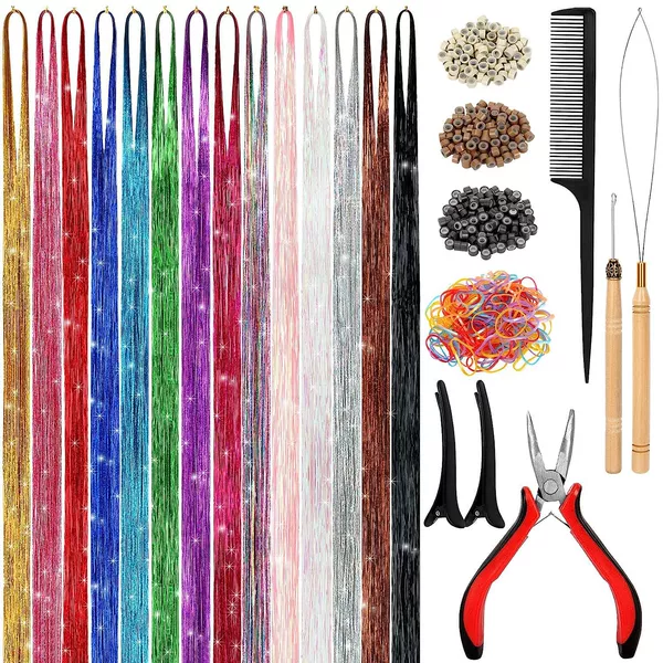 Combination 8: Laser wire 120cm 14 colors + 2 crochet hooks + 2 clips + 150 beads + 50 rubber bands + a pair of pliers + a comb