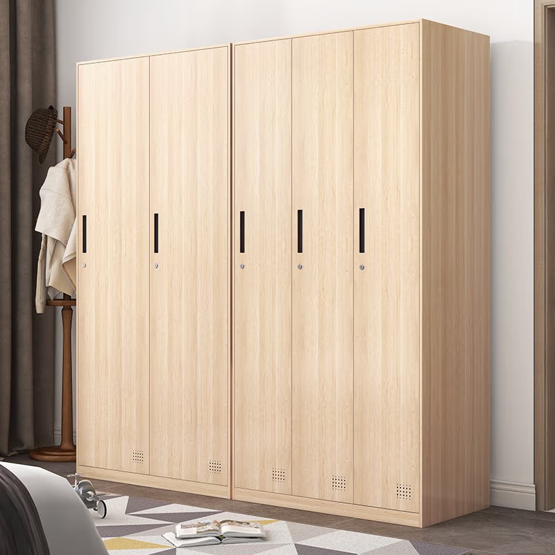 1.2m Steel Locker with Wood Grain Finish, Metal Locker, Gym Dormitory Wardrobe with Lock, File Cabinet