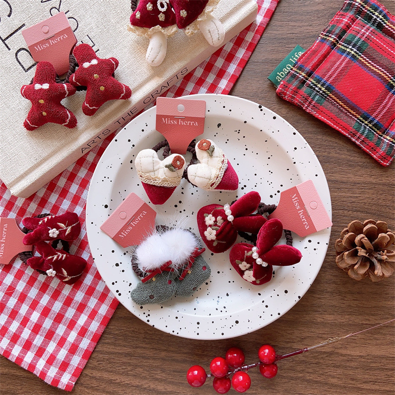 Regalo di Natale Mori ragazza colore bambini carino imbottito cotone coniglio capelli cerchio ragazza vino rosso Natale rosso amore testa corda coppia_voghion.com