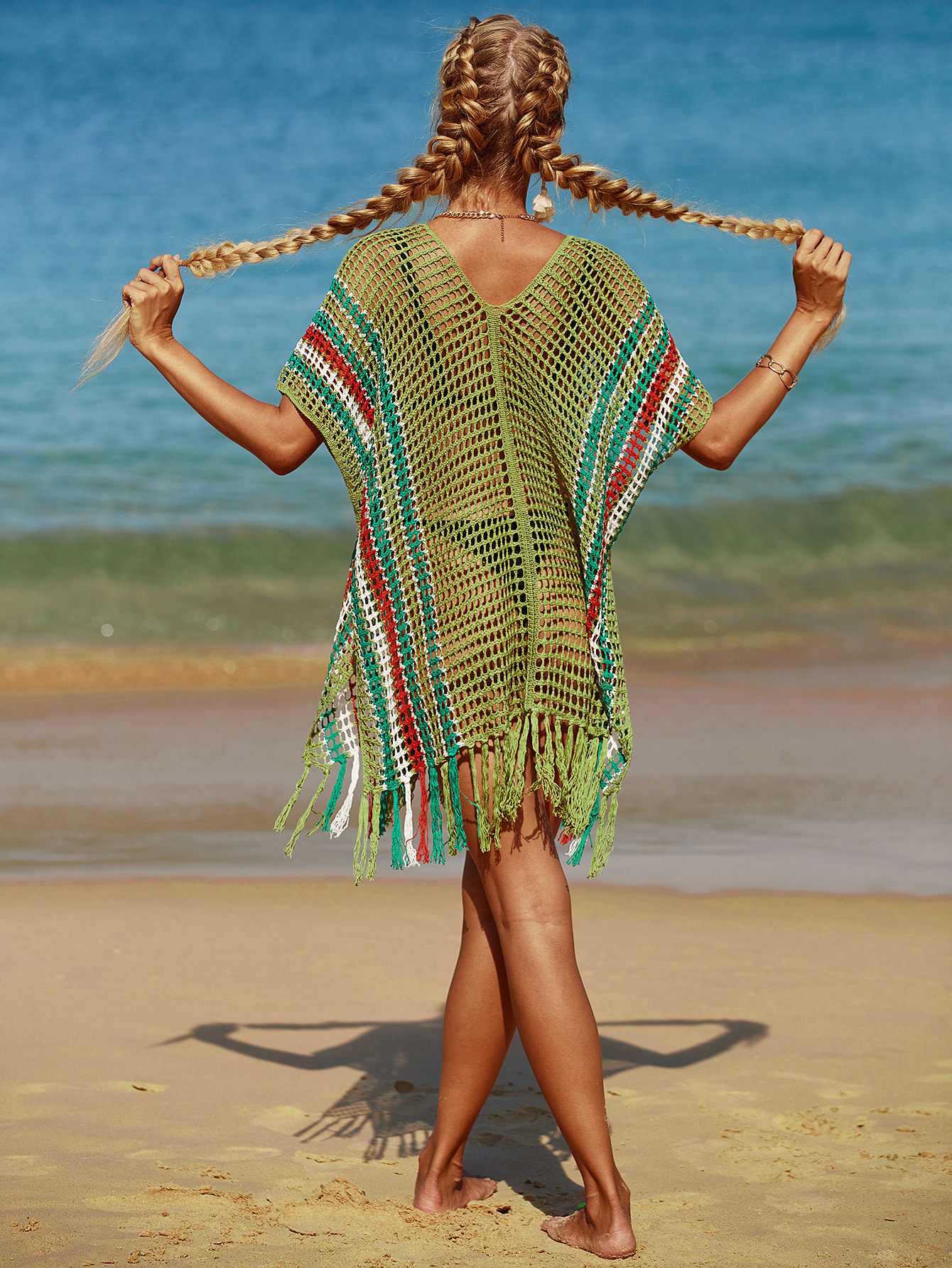 Summer Season Women's Color Block Simple Style Cover Ups