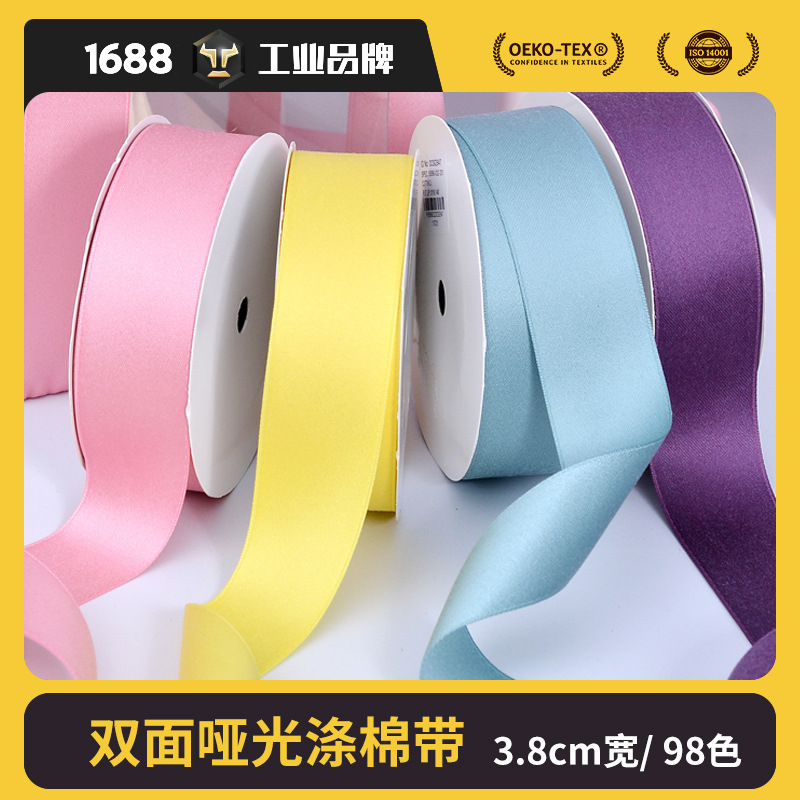 3,8 cm cinta de algodón de poliéster mate de doble cara Corea del Sur poliéster algodón accesorios de ropa caja de regalo cinta de embalaje en stock cinta de algodón de poliéster