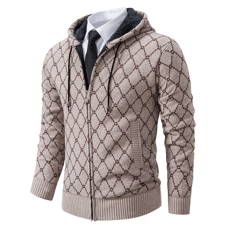 Cross-border foreign trade autumn new men's sweater jacket cardigan knitwear men's hooded fashion casual trend