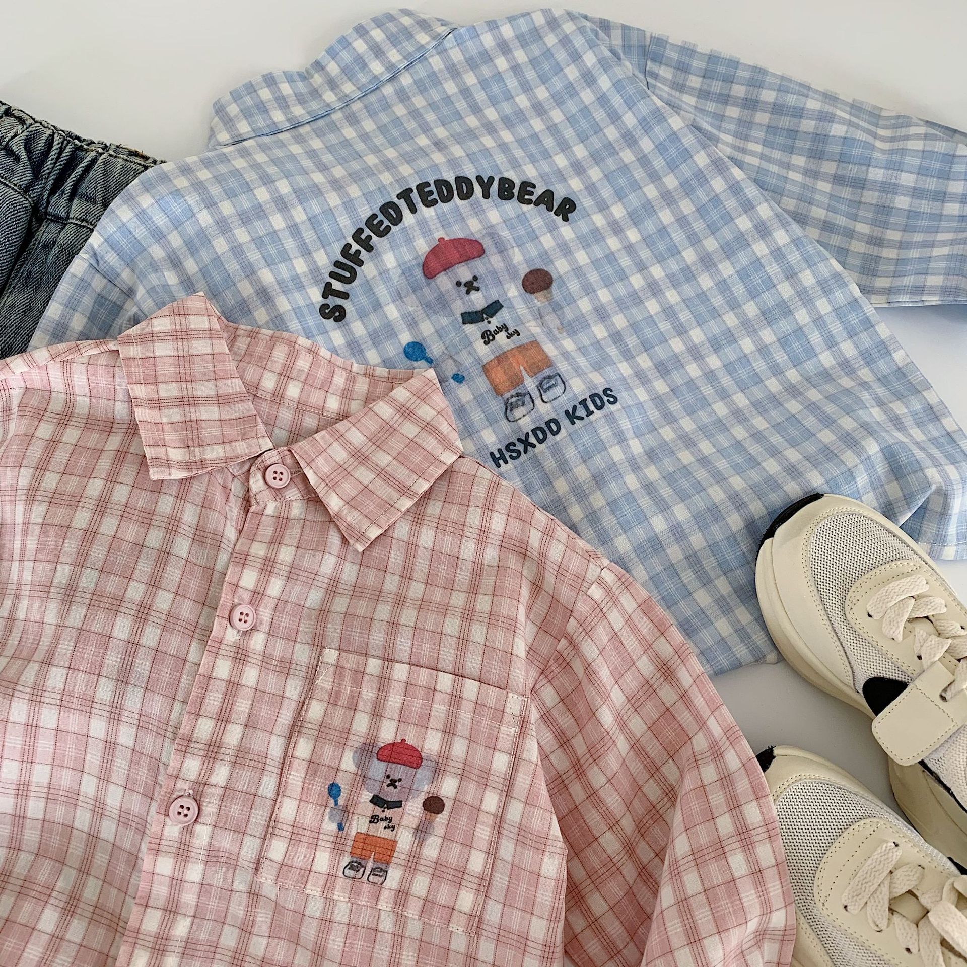 Camisas infantiles Mai Bao 2025 primavera nueva camisa a cuadros coreana para niños, camisa para bebés, camisa para bebés, moda de ropa infantil