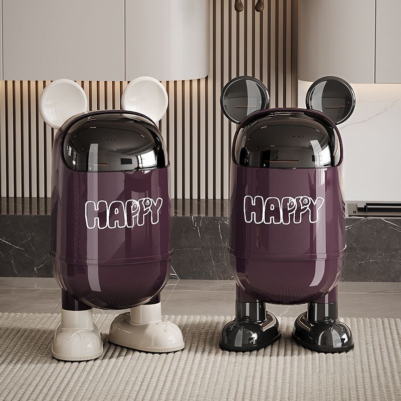 New High-Looking Trash Can for Home Bedroom, Creative and Cute Living Room and Bathroom, Large-Capacity Cartoon Ear Paper Basket