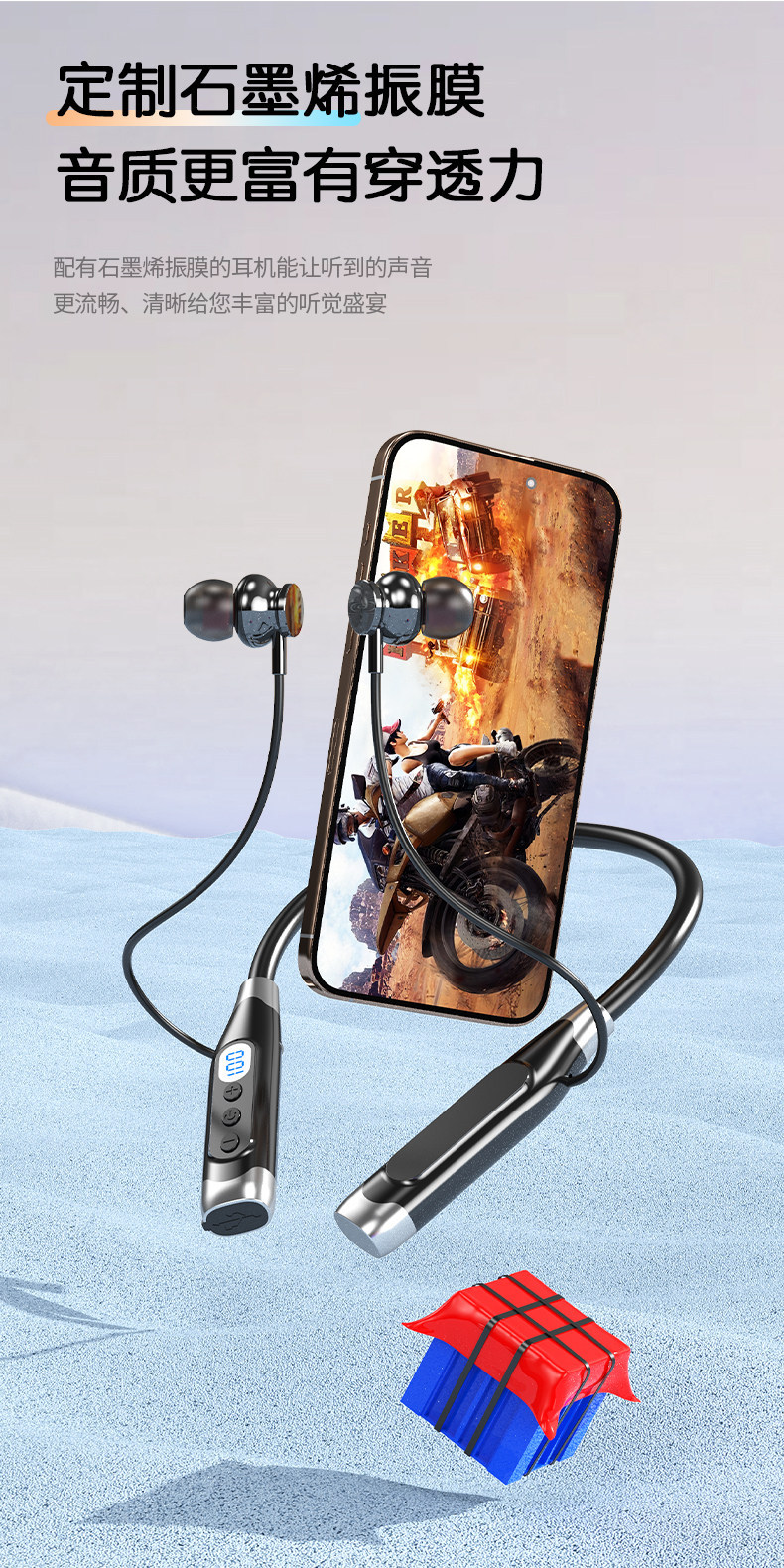 2025 New Model Neckband Bluetooth Karaoke Headphones with Card Slot, Heavy Bass, Long Standby Time, Suitable for Men and Women for Sports Wear