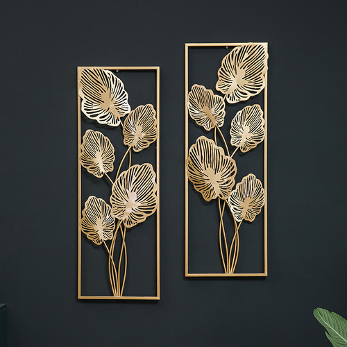 Cross-border new Chinese style entrance aisle wall hanging living room sofa background wall ginkgo leaf wall hanging decoration gold