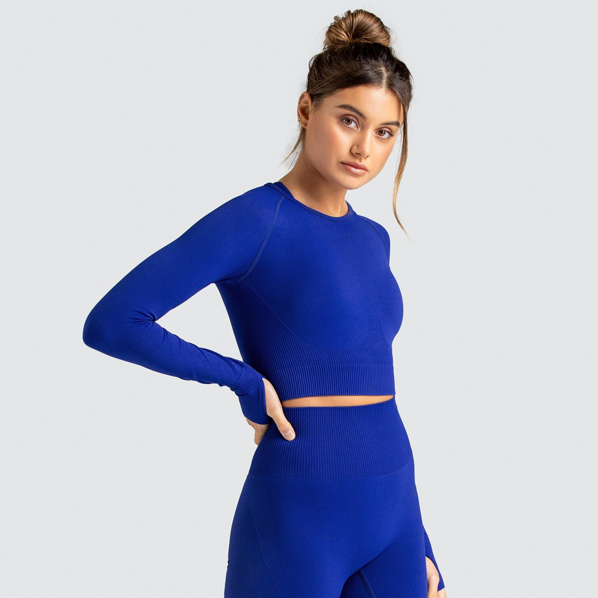 Knitted Solid Color Seamless Yoga 2 Piece Set NSLX36651