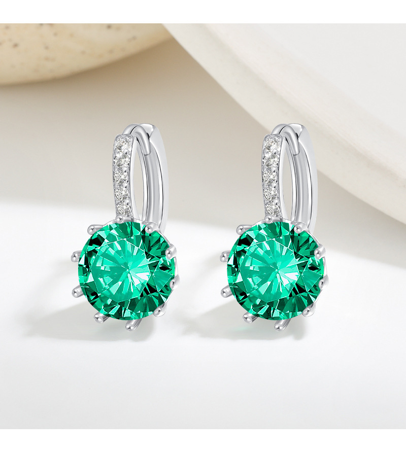 Copper Material 1 Pair Shiny Round Inlay Copper Zircon Earrings