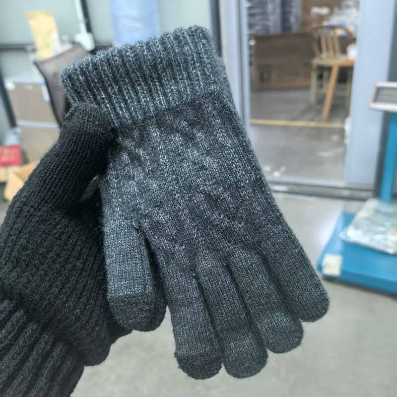 跨境针织毛线手套羊驼绒加绒加厚保暖手套户外百搭防寒可触屏手套|undefined