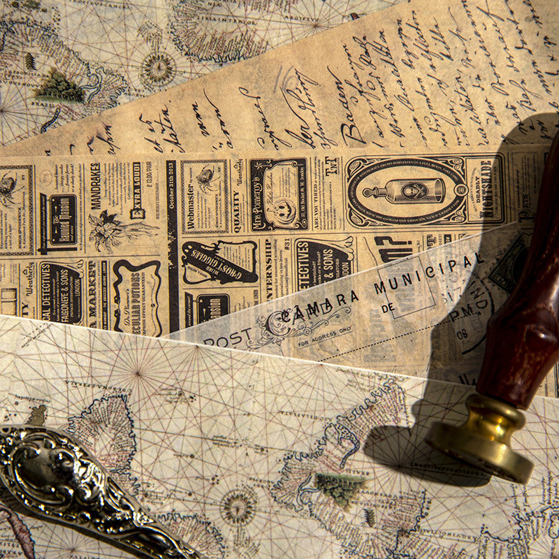 Yan Ji y cinta de papel traje retro Time Series carta Inglés Mapa Diario material pegatinas 4 involucrados