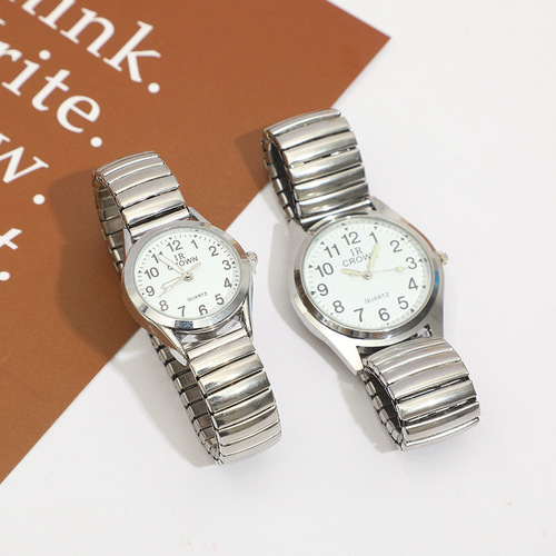 Factory Wholesale Lifestyle Waterproof Middle-Aged Quartz Elastic Couple Strap Digital Elderly Watch Men and Women