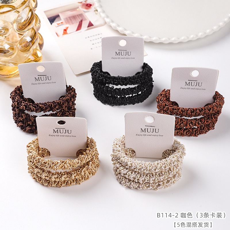 [Carga de tarjeta] sensación de alto nivel coreano de cabello de código de barras de moda de alta elasticidad de cabello anillo de cabello correa de cola de caballo