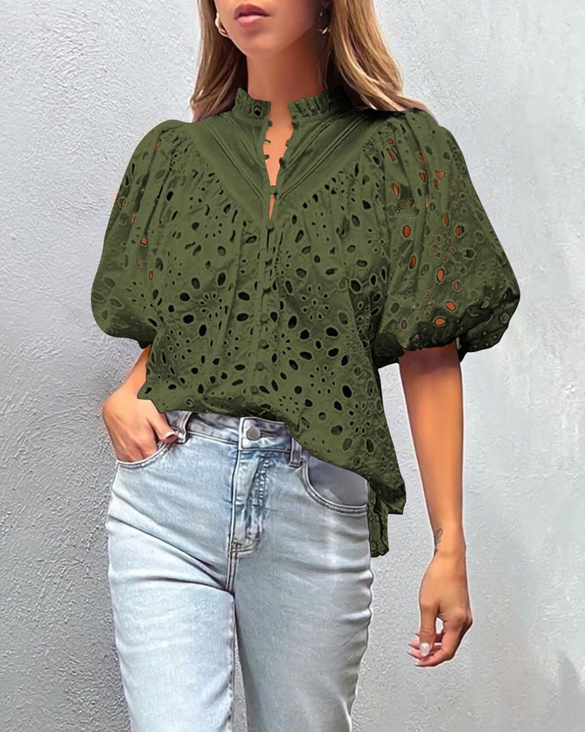 210g Weight Half Sleeve Sleeve Length Puff Sleeve Sleeve Type Polyester Fabric Type Regular Top Length T-shirt Tops Type Holiday, Daily Occasion Standing Collar Neckline Loose Fit Type Solid Color Pattern Summer Season Women's Gender Patchwork Design Vacation Style Wholesale Women's Vacation Solid Color Half Sleeve Patchwork T-Shirts 3