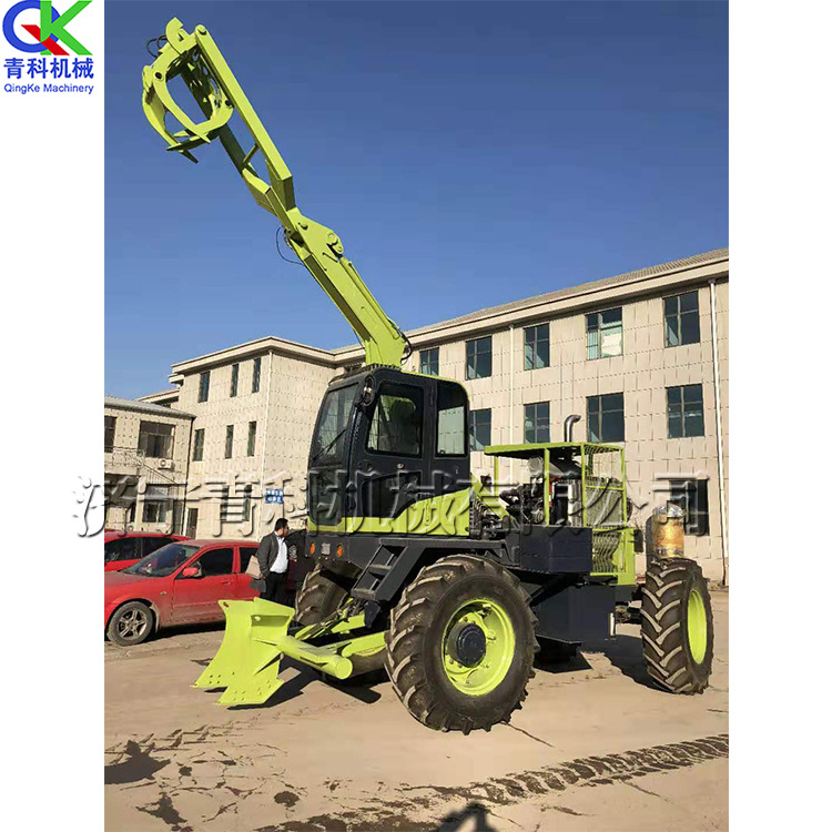 台湾甘蔗抓取机 360°旋转式甘蔗采摘设备 液压轮胎式甘蔗装载机