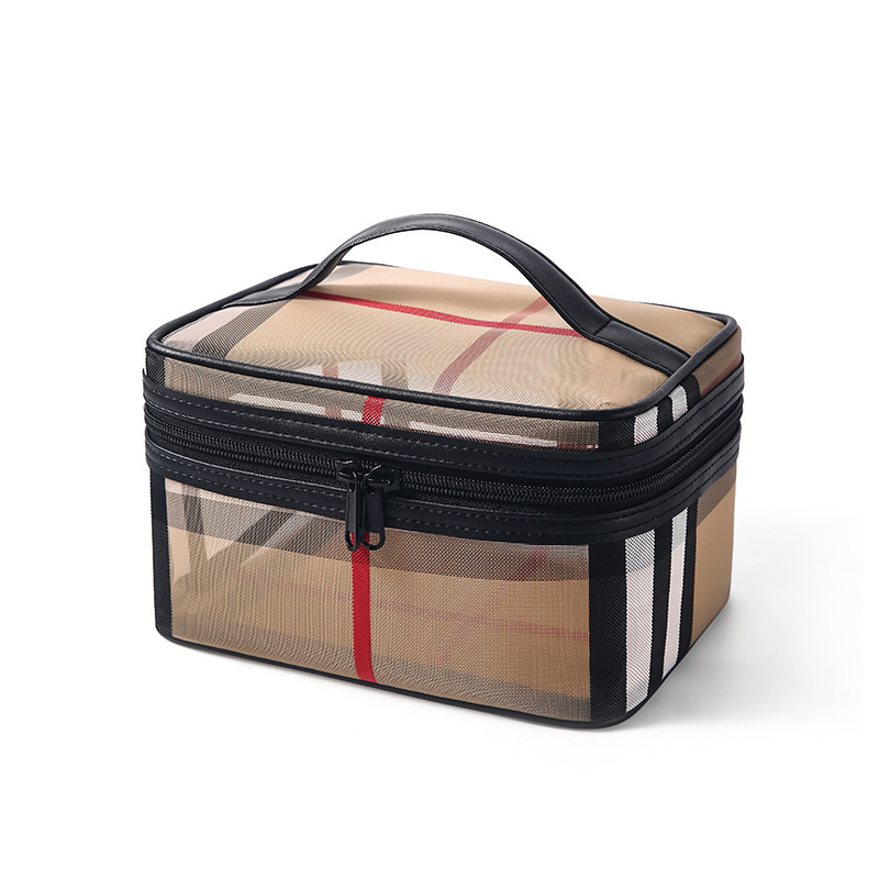 Bolsa de almacenamiento de malla a rayas impermeable Bolsa de cosméticos transparente de PVC Bolsa de playa de viaje Bolsa de cosméticos Gran capacidad Sensación avanzada