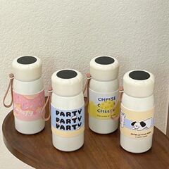 簡約顯溫保溫杯女高顏值304不鏽鋼吸管杯可愛學生便攜隨行大容量