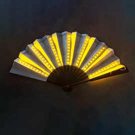 led发光扇子 7号电池led发光折扇 各种图案彩印闪光折扇 发光扇子