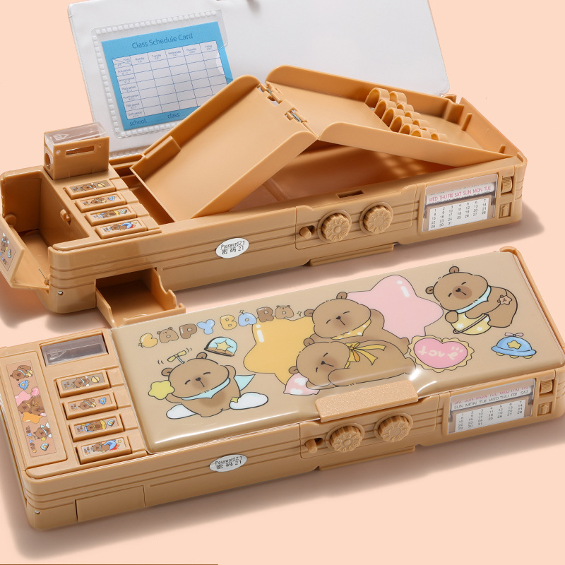 Estuche de Lápices de Sanrio/Kuromi con Combinación, Doble Nivel, para Colegio