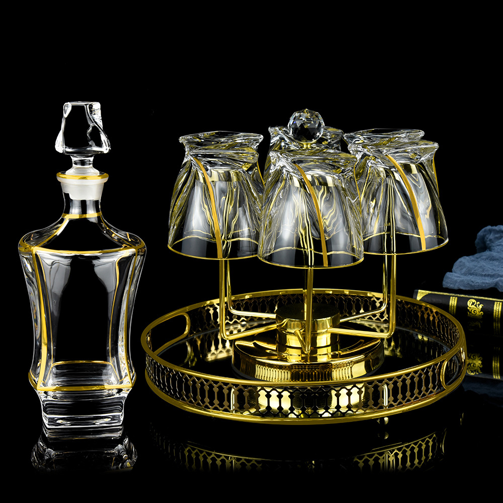 金像品牌 跨境专供新款威士忌酒具套装 850ml复古欧式酒具7件套