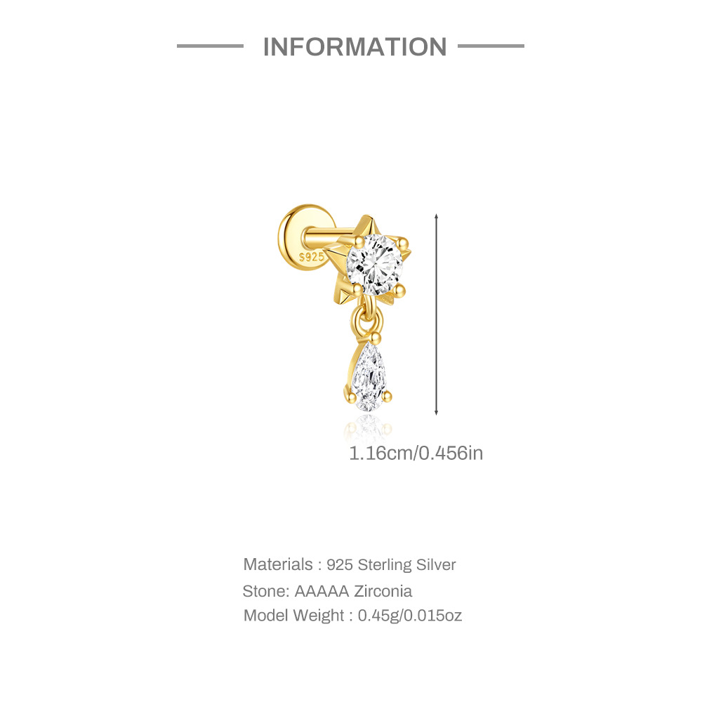 2g Weight Ear Studs Classification Ear Cartilage Rings & Studs Piercing Type 1 Piece Quantity Daily Occasion 925 Sterling Silver Material Flower Pattern All Seasons Season Women's Gender Plating Design Elegant, Simple Style Style 1 Piece Ear Cartilage Rings & Studs Elegant Simple Style Flower 925 Sterling Silver Plating Ear Cartilage Rings & Studs 5