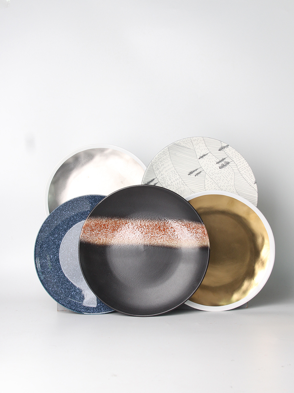 Placa plana redonda de cerámica fresca Placa de filete occidental Placa de pasta Placa de ensalada de fruta Placa de postre