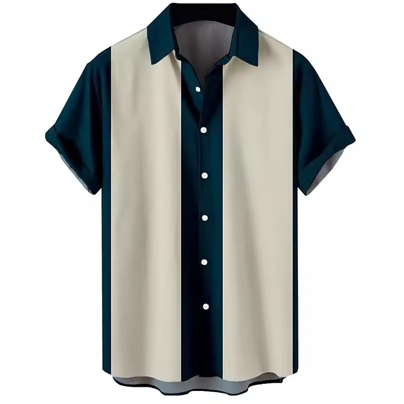 Kişi üçün yay köynəyi, qısaqol, yonca naxışlı, slim fit