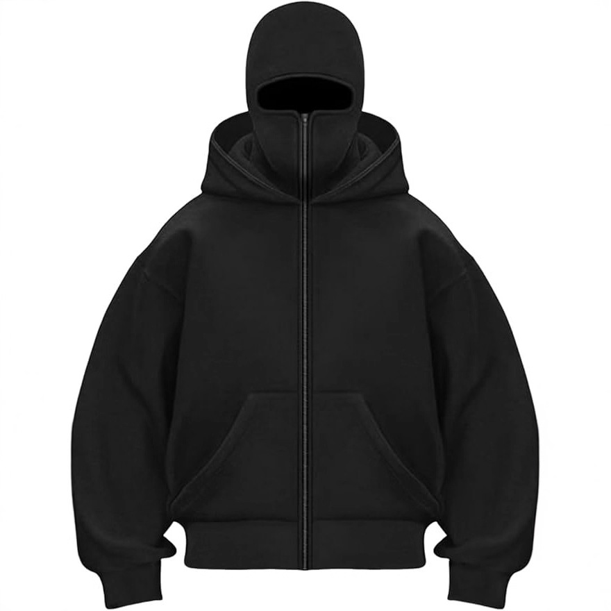 Cross-Border Foreign Trade Autumn and Winter Fleece-Lined Pocket Double-Cap Design Zipper Hooded Casual Retro Sports Men's Sweatshirt Jacket