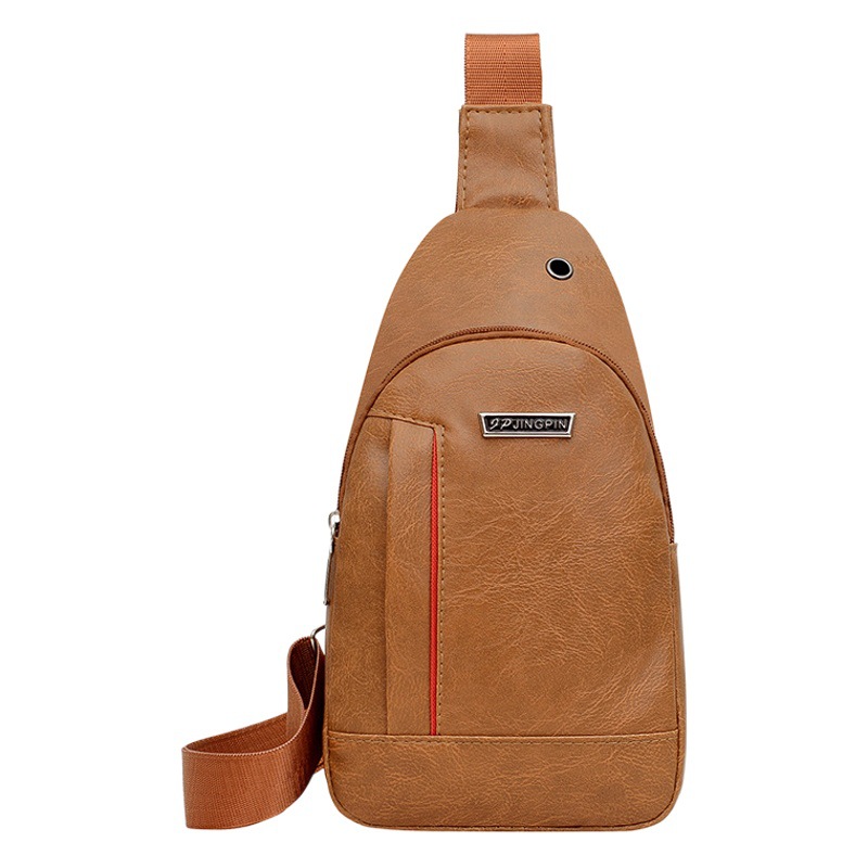 New Trendyy Men's Pu Soft Leather Chest Bag Waterproof Casual Simple Shoulder Bag Business Crossbody Bag Wholesale Dropshipping