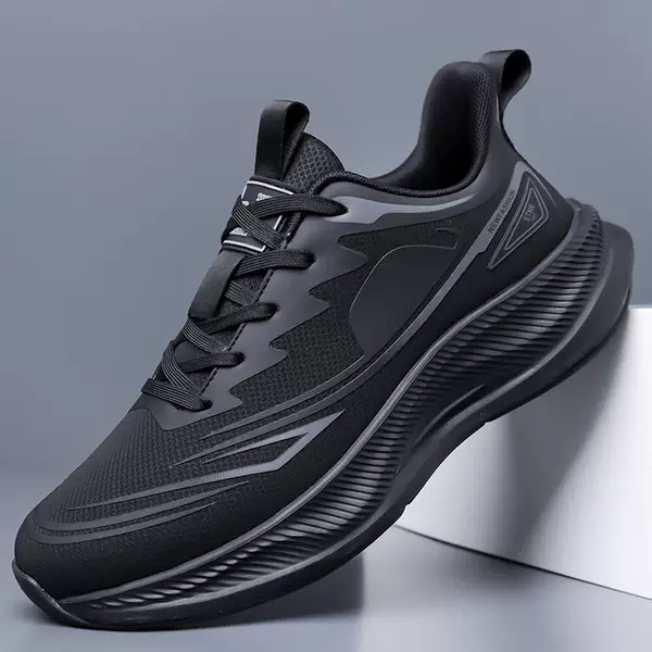 8521P Leather Running Casual Shoes with Soft Soles and Shock Absorption, All Black, Gray-Green, Black and White, Black and Blue